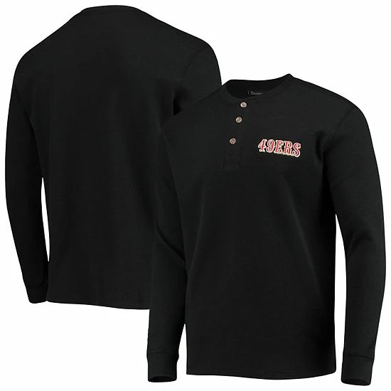 Promo ✨ Unbranded Men's Dunbrooke Black San Francisco 49ers Logo Maverick Thermal Henley Long Sleeve T-Shirt ⭐