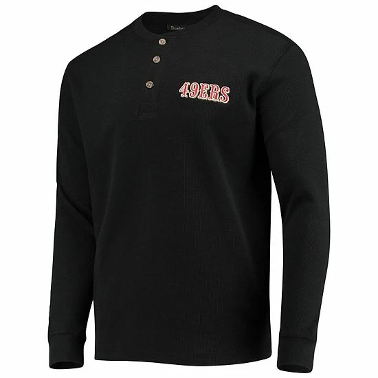 Promo ✨ Unbranded Men's Dunbrooke Black San Francisco 49ers Logo Maverick Thermal Henley Long Sleeve T-Shirt ⭐ - Image 3