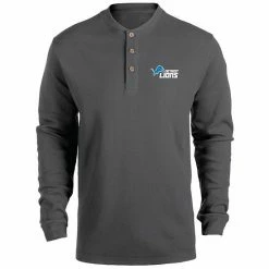 Best deal 😍 Unbranded Men's Heathered Gray Detroit Lions Maverick Thermal Henley Long Sleeve T-Shirt 🔥