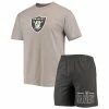 Cheapest ⌛ Unbranded Men's Concepts Sport Silver/Charcoal Las Vegas Raiders Meter T-Shirt & Shorts Sleep Set 💯