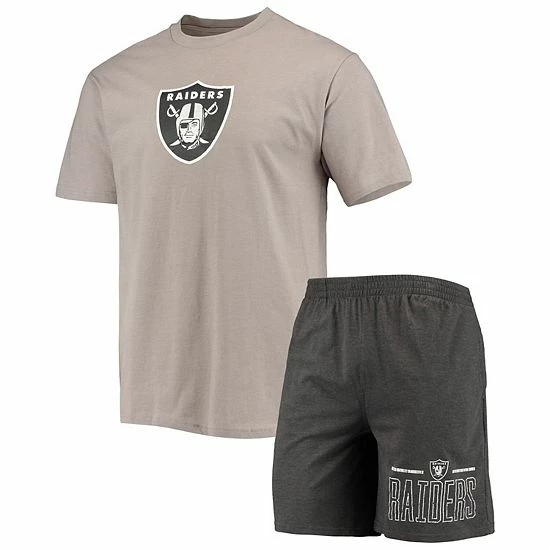 Cheapest โ Unbranded Men's Concepts Sport Silver/Charcoal Las Vegas Raiders Meter T-Shirt & Shorts Sleep Set ๐ฏ
