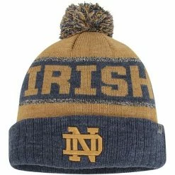 Promo 💯 Unbranded Youth Top Of The World Navy Notre Dame Fighting Irish Below Zero Cuffed Knit Hat With Pom 🌟