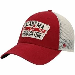 Wholesale ⭐ Unbranded Men's '47 Crimson Alabama Crimson Tide Crawford Clean Up Trucker Snapback Hat 🧨