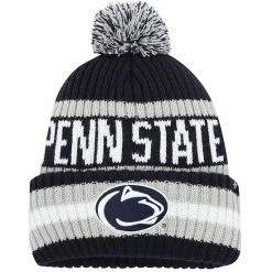 Wholesale 😍 Unbranded Men's '47 Navy Penn State Nittany Lions Bering Cuffed Knit Hat With Pom 🛒