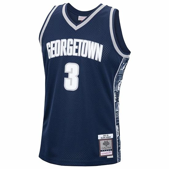 Outlet ๐ Unbranded Men's Mitchell & Ness Allen Iverson Navy Georgetown Hoyas 1995-96 Swingman Replica Jersey ๐ - Image 3