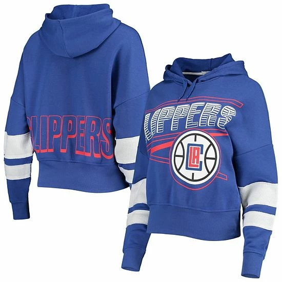 Coupon 👏 Unbranded 👩 Women's Junk Food Royal LA Clippers Throwback Stripe Pullover Hoodie ⌛ - Image 2