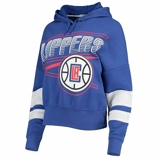Coupon 👏 Unbranded 👩 Women's Junk Food Royal LA Clippers Throwback Stripe Pullover Hoodie ⌛ - Image 3