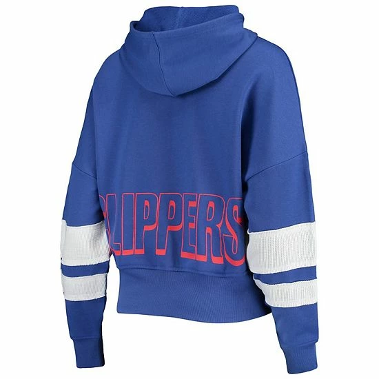 Coupon 👏 Unbranded 👩 Women's Junk Food Royal LA Clippers Throwback Stripe Pullover Hoodie ⌛ - Image 4