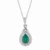 Cheap 😍 Unbranded 10k White Gold Emerald & 1/8 Carat T.W. Diamond Teardrop Halo Pendant 🤩