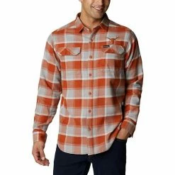 Brand new ❤️ Unbranded Men's Columbia Texas Orange Texas Longhorns Flare Gun Flannel Team Button-Up 👕 Shirt 😉