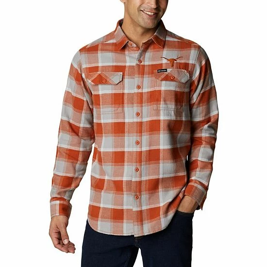 Brand new ❤️ Unbranded Men's Columbia Texas Orange Texas Longhorns Flare Gun Flannel Team Button-Up 👕 Shirt 😉