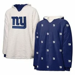 Wholesale 👏 Unbranded 👩 Women's FOCO Royal/White New York Giants Repeat Print Reversible Hoodeez 👏