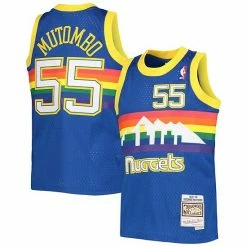 Cheap ⌛ Unbranded Youth Mitchell & Ness Dikembe Mutombo Royal Denver Nuggets 1991-92 Hardwood Classics Swingman Jersey 🌟