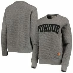 Outlet 💯 Unbranded 👩 Women's Pressbox Heathered Gray Purdue Boilermakers Moose Applique Quilted Pullover Sweatshirt 🌟