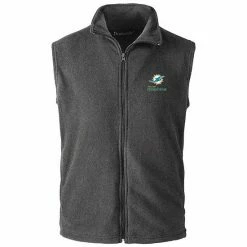 Hot Sale 🥰 Unbranded Men's Gray Miami Dolphins Houston Fleece Full-Zip Vest 🎉