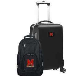 Best Sale ❤️ Unbranded Maryland Terrapins Deluxe Hardside Spinner Carry-On Luggage & 🎒 Backpack Set Mar Black 🌟
