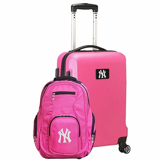 Deals ๐ Unbranded New York Yankees Deluxe Wheeled Carry-On Luggage & ๐ Backpack Set Ynk Pink ๐ - Image 11