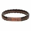 Flash Sale 🔥 Unbranded Men's Rose Gold Tone Stainless Steel & Brown Leather Bracelet ❤️