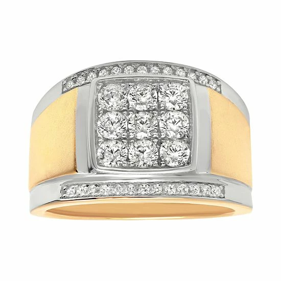Deals ๐งจ Unbranded Men's 14k Gold Over Silver Cubic Zirconia Cluster Ring โค๏ธ