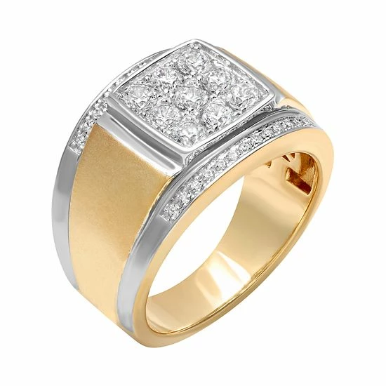 Deals ๐งจ Unbranded Men's 14k Gold Over Silver Cubic Zirconia Cluster Ring โค๏ธ - Image 2