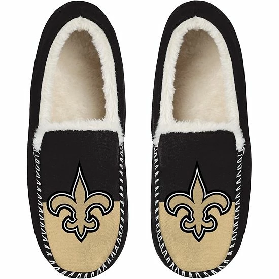 Best deal ๐ Unbranded Men's FOCO New Orleans Saints Colorblock Moccasin Slippers โญ - Image 2