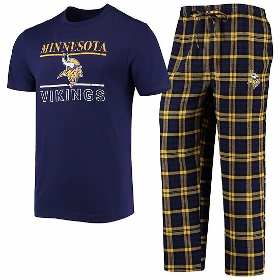 Discount 😉 Unbranded Men's Concepts Sport Purple/Gold Minnesota Vikings Lodge T-Shirt & Pants Set 🤩 - Image 2