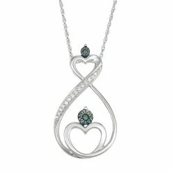 Budget 🔥 Unbranded 10k White Gold 1/10 Carat T.W. Blue & White Diamond Heart Infinity 👩 Motherly Love Pendant 💯