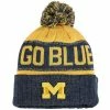 Hot Sale 🎉 Unbranded Youth Top Of The World Navy Michigan Wolverines Below Zero Cuffed Knit Hat With Pom 🤩