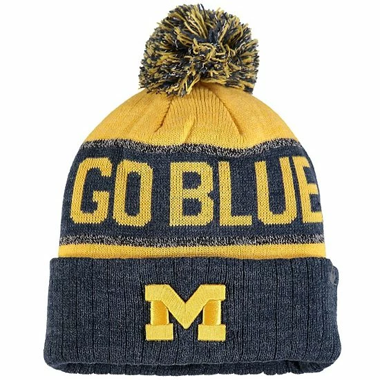 Hot Sale ๐ Unbranded Youth Top Of The World Navy Michigan Wolverines Below Zero Cuffed Knit Hat With Pom ๐คฉ