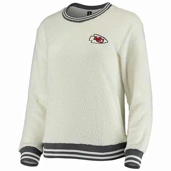 Hot Sale 👏 Unbranded 👩 Women's Concepts Sport Cream/Charcoal Kansas City Chiefs Granite Knit Pullover Sweatshirt ✨ - Image 3