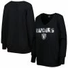Deals 👏 Unbranded 👩 Women's Cuce Black Las Vegas Raiders Sequin Logo V-Neck Pullover Sweatshirt 😉