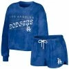 Top 10 ❤️ Unbranded 👩 Women's WEAR By Erin Andrews Royal Los Angeles Dodgers Tie-Dye Cropped Pullover Sweatshirt & Shorts Lounge Set ✔️