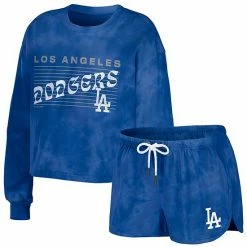 Top 10 ❤️ Unbranded 👩 Women's WEAR By Erin Andrews Royal Los Angeles Dodgers Tie-Dye Cropped Pullover Sweatshirt & Shorts Lounge Set ✔️
