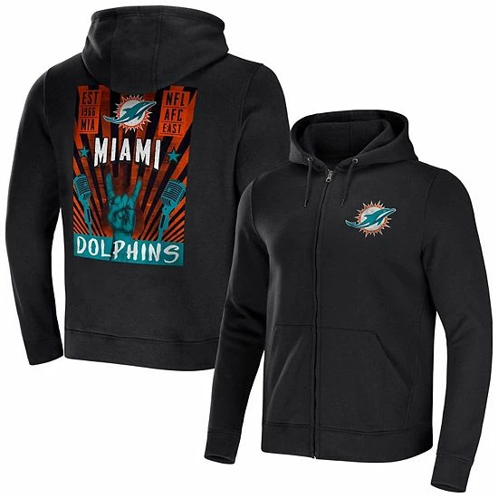 Budget ⭐ Unbranded Men's NFL X Darius Rucker Collection By Fanatics Black Miami Dolphins Rocker Full-Zip Hoodie 👍 - Image 2