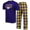 Hot Sale 🎉 Unbranded Men's Concepts Sport Purple/Gold Los Angeles Lakers Badge T-Shirt & Pajama Pants Sleep Set 🔥