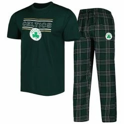 Best deal ✔️ Unbranded Men's Concepts Sport Kelly Green/Black Boston Celtics Badge T-Shirt & Pajama Pants Sleep Set 🌟