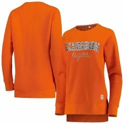 Hot Sale 💯 Unbranded 👩 Women's Pressbox Orange Clemson Tigers Steamboat Animal Print Raglan Pullover Sweatshirt ⭐