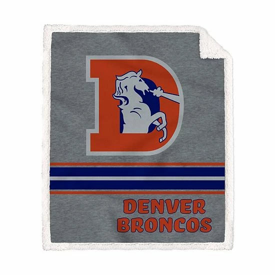 Hot Sale 😍 Unbranded Denver Broncos 50'' X 60'' Vintage Triple Stripe Sherpa Blanket 💯