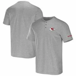 New 🔔 Unbranded Men's NFL X Darius Rucker Collection By Fanatics Heather Gray Kansas City Chiefs Henley T-Shirt 🔥