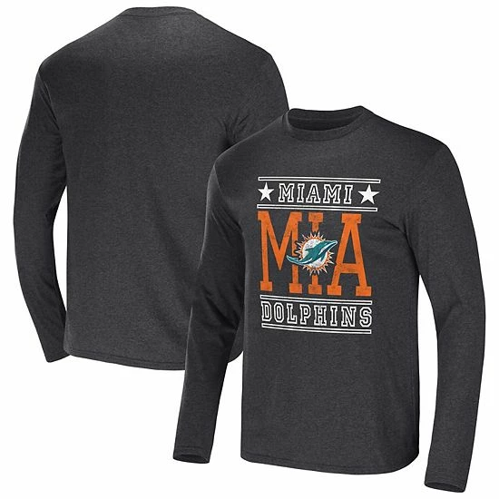 Wholesale 🔥 Unbranded Men's NFL X Darius Rucker Collection By Fanatics Heathered Charcoal Miami Dolphins Long Sleeve T-Shirt 🤩