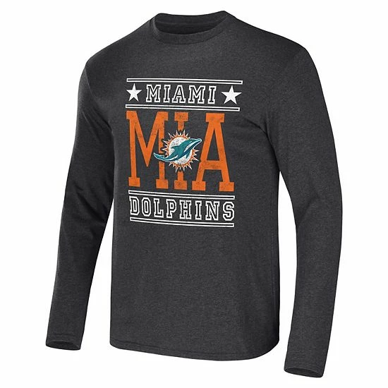 Wholesale 🔥 Unbranded Men's NFL X Darius Rucker Collection By Fanatics Heathered Charcoal Miami Dolphins Long Sleeve T-Shirt 🤩 - Image 3