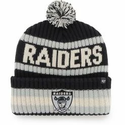 Discount 🌟 Unbranded Men's '47 Black Las Vegas Raiders Legacy Bering Cuffed Knit Hat With Pom 🛒