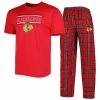 Wholesale 🤩 Unbranded Men's Concepts Sport Red/Black Chicago Blackhawks Badge T-Shirt & Pants Sleep Set 😉