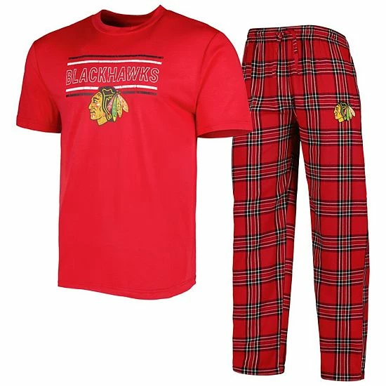 Wholesale 🤩 Unbranded Men's Concepts Sport Red/Black Chicago Blackhawks Badge T-Shirt & Pants Sleep Set 😉 - Image 2
