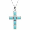 Best Pirce ⌛ Unbranded Sterling Silver Enhanced Turquoise Cross Pendant Necklace ❤️