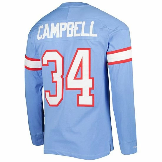 Outlet โญ Unbranded Men's Mitchell & Ness Earl Campbell Light Blue Houston Oilers 1984 Retired Player Name & Number Long Sleeve T-Shirt ๐ - Image 4