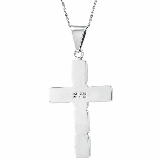 Best Pirce ⌛ Unbranded Sterling Silver Enhanced Turquoise Cross Pendant Necklace ❤️ - Image 2