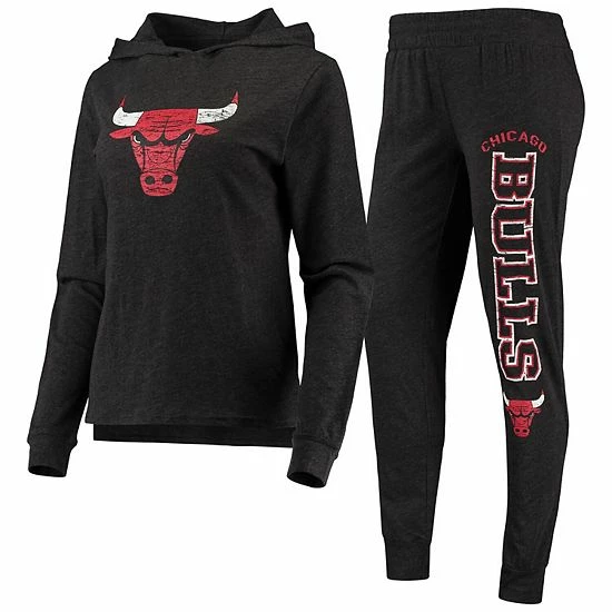 Hot Sale โญ Unbranded ๐ฉ Women's Concepts Sport Heathered Black Chicago Bulls Hoodie & Pants Sleep Set โ๏ธ - Image 2
