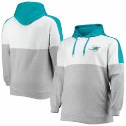 Wholesale ✔️ Unbranded Men's Aqua/Heathered Gray Miami Dolphins Big & Tall Team Logo Pullover Hoodie ❤️