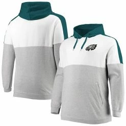 Promo 🔥 Unbranded Men's Midnight Green/Heathered Gray Philadelphia Eagles Big & Tall Team Logo Pullover Hoodie 🥰